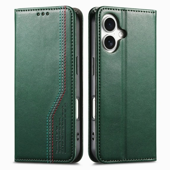 Allytechgroup Wallet Case for Apple iPhone 15 Pro Max, Rugged TPU Faux Leather Flip Cover with Shock-Absorbent Protection, Card & Cash Slots, Stand Holder, Anti-Scratch Wrist Strap Design, Green