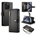 thumbnail image 1 of Allytechgroup Wallet Case for Apple iPhone 16 Pro, 9 Cards Holder + Zipper Pocket + Hand Wrist Shockproof Stand Flip Cover RFID Blocking Phone Case for Women Men, Black, 1 of 7