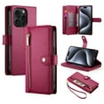 thumbnail image 1 of Allytechgroup Wallet Case for Apple iPhone 16 Pro Max, 9 Cards Holder + Zipper Pocket + Hand Wrist Shockproof Stand Flip Cover RFID Blocking Phone Case for Women Men, Red, 1 of 7