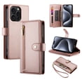 thumbnail image 1 of Allytechgroup Wallet Case for Apple iPhone 16 Pro Max, 9 Cards Holder + Zipper Pocket + Hand Wrist Shockproof Stand Flip Cover RFID Blocking Phone Case for Women Men, Pink, 1 of 7