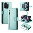 thumbnail image 1 of Allytechgroup Wallet Case for Apple iPhone 16 Pro Max, 9 Cards Holder + Zipper Pocket + Hand Wrist Shockproof Stand Flip Cover RFID Blocking Phone Case for Women Men, Mint, 1 of 7