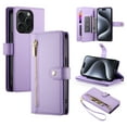 thumbnail image 1 of Allytechgroup Wallet Case for Apple iPhone 16 Pro Max, 9 Cards Holder + Zipper Pocket + Hand Wrist Shockproof Stand Flip Cover RFID Blocking Phone Case for Women Men, Purple, 1 of 7