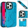 thumbnail image 1 of Allytechgroup Wallet Case for Apple iPhone 16 Pro Max, Butterfly Flower Embossed Slim Fit Shell Stand Shockproof Cards Holder Protective Phone Case Cover for Women Girls, Blue, 1 of 10