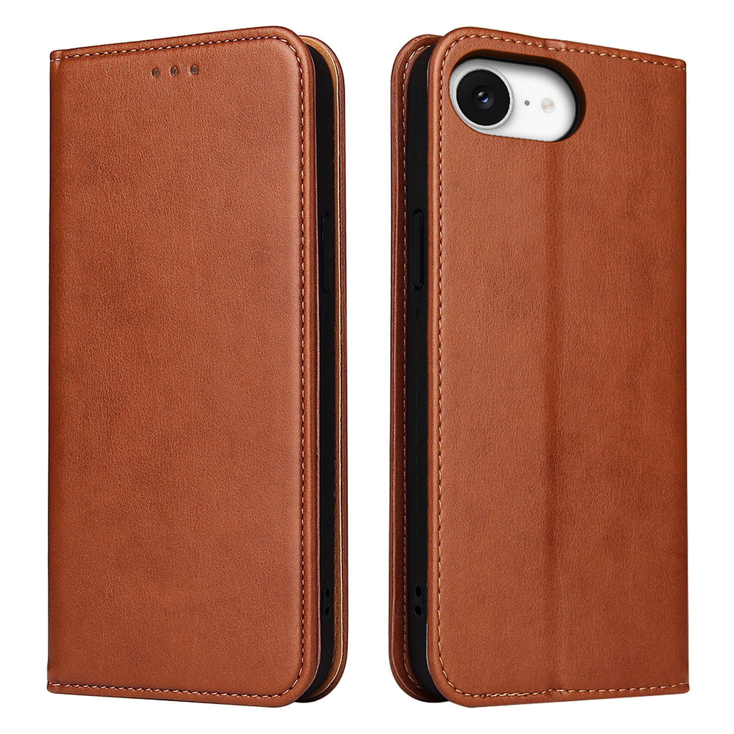 Allytechgroup Wallet Case for Apple iPhone 16e, Premium Leather Flip Stand Cards Holder Business Type RFID Blocking Shockproof Phone Case Cover for iPhone 16e, Brown