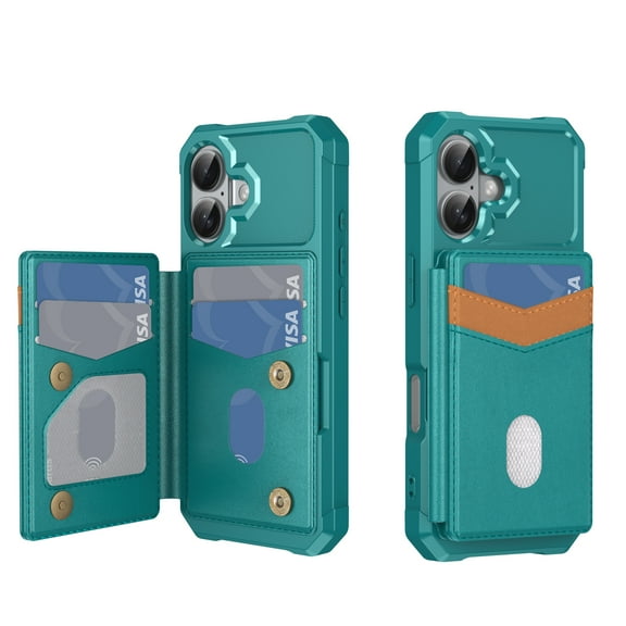 Allytechgroup Wallet Case for Apple iPhone 17, PU Leather TPU Shockproof Anti-Scratch Cards Slots Stand Protective Magnetic Closure Flip Back Cover Shell for iPhone 17, Green