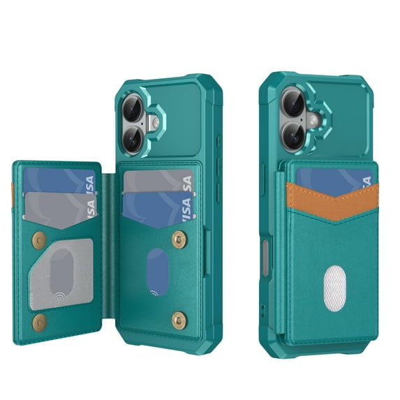 Allytechgroup Wallet Case for Apple iPhone 17, PU Leather TPU Shockproof Anti-Scratch Cards Slots Stand Protective Magnetic Closure Flip Back Cover Shell for iPhone 17, Green