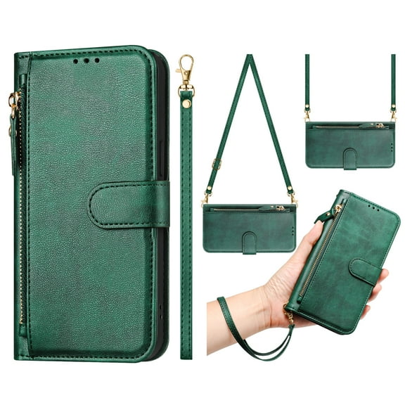 Allytechgroup Wallet Case for Apple iPhone 17 Pro, Premium PU Leather Flip Cover with Cards Slots Cash Pocket Hand Strap Crossbody Strap Stand Shockproof Phone Case for Wome Men,