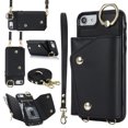 thumbnail image 1 of Allytechgroup Wallet Case for Apple iPhone 7 / 8 / SE 2022 & 2020, RFID Blocking Crossbody Shoulder Strap Hand Wrist Cards Holder Ring Stand Bumper Drop Protection Phone Case for Girls Women, Black, 1 of 9
