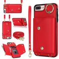 thumbnail image 1 of Allytechgroup Wallet Case for Apple iPhone 8 Plus/7 Plus, RFID Blocking Crossbody Shoulder Strap Hand Wrist Cards Holder Ring Stand Bumper Drop Protection Phone Case for Girls Women, Red, 1 of 9