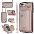 thumbnail image 1 of Allytechgroup Wallet Case for Apple iPhone 8 Plus/7 Plus, RFID Blocking Crossbody Shoulder Strap Hand Wrist Cards Holder Ring Stand Bumper Drop Protection Phone Case for Girls Women, Rosegold, 1 of 9