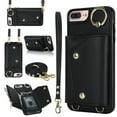 thumbnail image 1 of Allytechgroup Wallet Case for Apple iPhone 8 Plus/7 Plus, RFID Blocking Crossbody Shoulder Strap Hand Wrist Cards Holder Ring Stand Bumper Drop Protection Phone Case for Girls Women, Black, 1 of 9