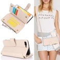 thumbnail image 1 of Allytechgroup Wallet Case for Apple iPhone 8 Plus/ 7 Plus,  Retro [1 Zipper Pocket + 6 Cards Slots] Hand Wrist Shoulder Strap Stand Shockproof iPhone 8 Plus/ 7 Plus Cover Case for Girls Women, White, 1 of 10