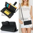 thumbnail image 1 of Allytechgroup Wallet Case for Apple iPhone 8 Plus/ 7 Plus,  Retro [1 Zipper Pocket + 6 Cards Slots] Hand Wrist Shoulder Strap Stand Shockproof iPhone 8 Plus/ 7 Plus Cover Case for Girls Women, Black, 1 of 10