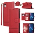 thumbnail image 1 of Allytechgroup Wallet Case for Apple iPhone X/ iPhone XS with Crossbody Strap Hand Wrist, Makeup Mirror Cards Slots Cash Pocket RFID Blocking Flip Stand Slim Case Cover for iPhone X/ iPhone XS, Red, 1 of 7