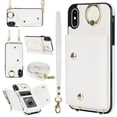 thumbnail image 1 of Allytechgroup Wallet Case for Apple iPhone XS Max, RFID Blocking Crossbody Shoulder Strap Hand Wrist Cards Holder Ring Stand Bumper Drop Protection Phone Case for Girls Women, White, 1 of 9