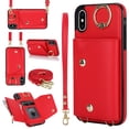 thumbnail image 1 of Allytechgroup Wallet Case for Apple iPhone XS Max, RFID Blocking Crossbody Shoulder Strap Hand Wrist Cards Holder Ring Stand Bumper Drop Protection Phone Case for Girls Women, Red, 1 of 9