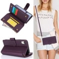 thumbnail image 1 of Allytechgroup Wallet Case for Apple iPhone XS/ iPhone X,  Retro [1 Zipper Pocket + 6 Cards Slots] Hand Wrist Shoulder Strap Stand Shockproof iPhone XS/ iPhone X Cover Case for Girls Women, Purple, 1 of 10