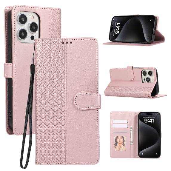 Allytechgroup Wallet Case Compatible with Apple iPhone 12 Pro/ iPhone 12 for Women Men, Flip Stand Cards Slots Bumper Anti-Scratch All-Round Protection Slim Fit Shell Cover Phone Case, Rosegold