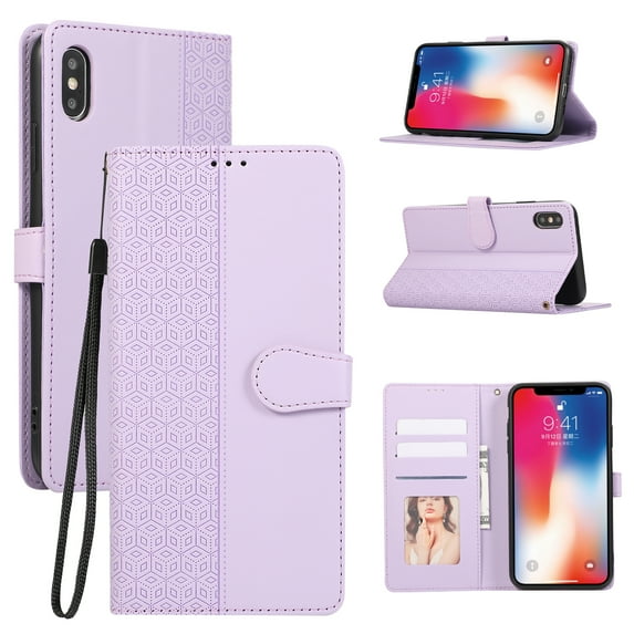 Allytechgroup Wallet Case Compatible with Apple iPhone XS/ iPhone X for Women Men, Flip Stand Cards Slots Bumper Anti-Scratch All-Round Protection Slim Fit Shell Cover Phone Case, Purple