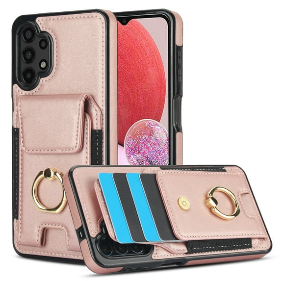 Allytechgroup Wallet Case Compatible with Samsung Galaxy A51 4G, RFID Blocking Shockproof Stand Slim Fit Case Cover for Women Men, Rosegold