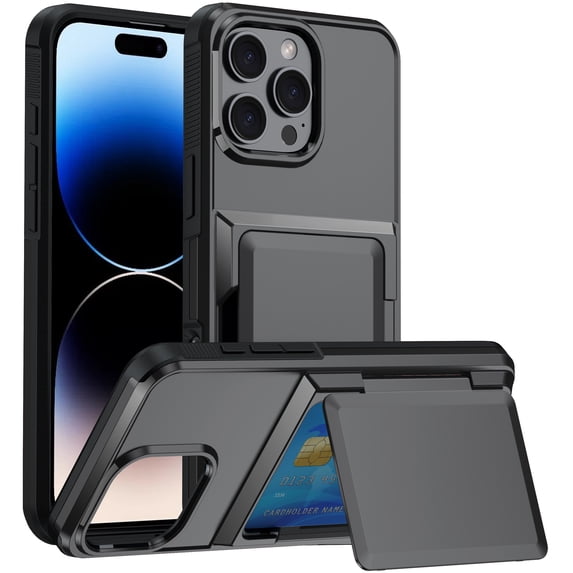 Allytechgroup Wallet Case Cover for Apple iPhone 11 Pro Max, with Cards Holder Shockproof Rugged Bumper Kickstand Durable Phone Case for Women Men, Gray