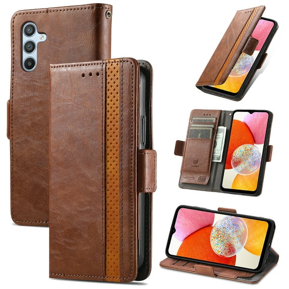 Allytechgroup Wallet Case Cover for Samsung Galaxy A06, Vintage PU Leather RFID Blocking Cards Holder Stand Flip Folio Mangetic Closure Shockproof Phone Case Cover for Galaxy A06, Coffee