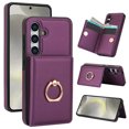 thumbnail image 1 of Allytechgroup Wallet Case Cover for Samsung Galaxy S24 FE, with Ring Holder Cards Slots Premium PU Leather TPU Back Cover Shockproof RFID Blocking Phone Case for Samsung Galaxy S24 FE, Deeppurple, 1 of 7