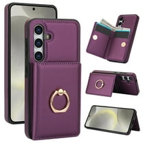 Allytechgroup Wallet Case Cover for Samsung Galaxy S25 FE, with Ring Holder Cards Slots Premium PU Leather TPU Back Cover Shockproof RFID Blocking Phone Case for Samsung Galaxy S25 FE, Deeppurple