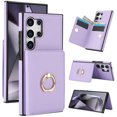 thumbnail image 1 of Allytechgroup Wallet Case Cover for Samsung Galaxy S25 Ultra, with Ring Holder Cards Slots Premium PU Leather TPU Back Cover Shockproof RFID Blocking Phone Case for Samsung Galaxy S25 Ultra, Violet, 1 of 7
