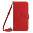 thumbnail image 1 of Wallet Case for Galaxy A54 5G with Shoulder Strap, Sunflower Embossed Flip Cover for Girls Women Shockproof Stand Cards Slots Anti-Scratch Phone Case for Samsung Galaxy A16 5G, Red, 1 of 9