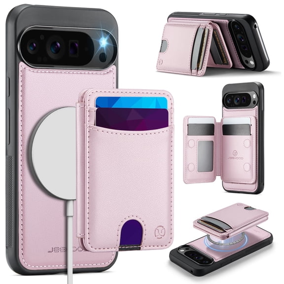 Allytechgroup Wallet Case for Google Pixel 10A, Slim Fit PU Leather Shell with Card Holder Support Wireless Charging Non-Slip Shockproof Protective Full Body Cover for Google Pixel 10A, Pink