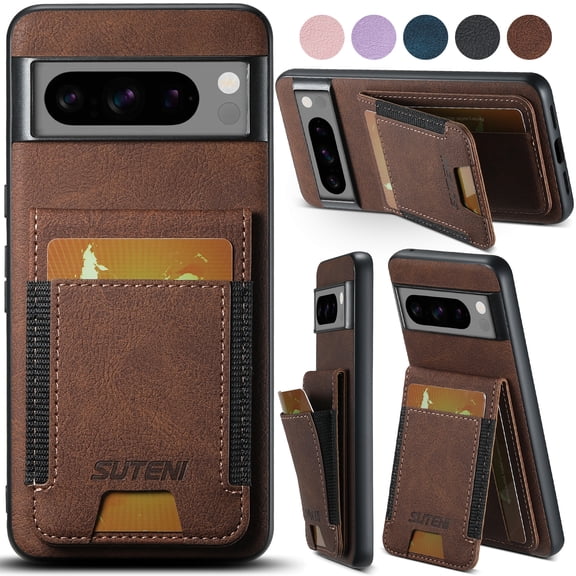 Allytechgroup Wallet Case for Google Pixel 6, Luxury Durable PU Leather Kickstand Magnetic Closure Cover With Flip Credit Card Holder, Shockproof Protective Shell for Women Men, Brown