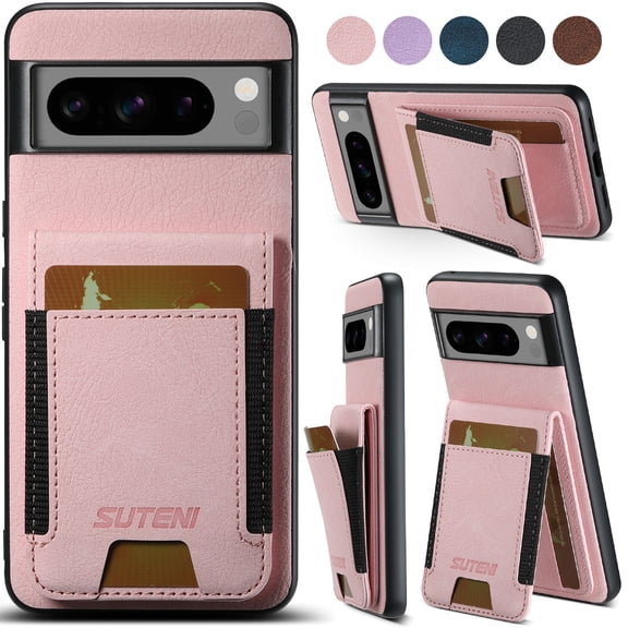 Allytechgroup Wallet Case for Google Pixel 6a, Luxury Durable PU Leather Kickstand Magnetic Closure Cover With Flip Credit Card Holder, Shockproof Protective Shell for Women Men, Pink