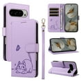 thumbnail image 1 of Allytechgroup Wallet Case for Google Pixel 7 Pro, Built-in Wrist Strap & Card Pocket & Cash Slot PU Leather Stand Phone Shell Shockproof Protective Full Body Cover for Women Girls, Purple, 1 of 12