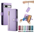 thumbnail image 1 of Allytechgroup Wallet Case for Google Pixel 9 Pro XL, 9 Cards Holder + Zipper Pocket + Hand Wrist Shockproof Stand Flip Cover RFID Blocking Phone Case for Pixel 9 Pro XL, Purple, 1 of 9