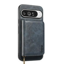 Allytechgroup Wallet Case for Google Pixel 9A with Detachable Cards Holder, RFID Blocking PU Leather Phone Shell Support Wireless Charging Rugged Heavy Duty Durable Cover Case, Blue