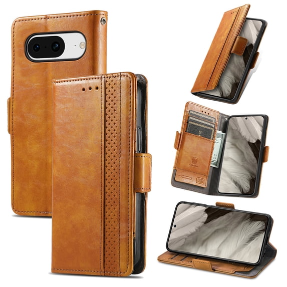 Allytechgroup Wallet Case for Google Pixel 9A, RFID Blocking Vintage PU Leather Cards Slots Flip Folio Stand Magnetic Closure Shockproof Phone Case Cover for Google Pixel 9A, Lightbrown