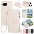 thumbnail image 1 of Allytechgroup Wallet Case for Google Pixel 9A, Zipper Pocket Phone Case with Card Slots, Crossbody Strap, Magnetic Closure Shockproof PU Leather Flip Folio Case for Girls Women, Beige, 1 of 9