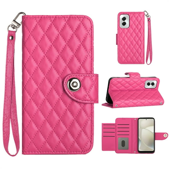Allytechgroup Wallet Case for Moto G 5G (2025), Luxury PU Leather Shockproof Protective Flip Cover for Women Girls, Kickstand Folio Case with Card Slots Holder Wrist Strap Lanyard, Rose