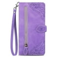 thumbnail image 1 of Allytechgroup Wallet Case for Moto G Power 5G 2024, Embossed Luxury PU Leather Case with Kickstand & Card Slots, Slim Zipper Pocket Detachable Wrist Strap Magnetic Clasp Anti-Drop Case, Purple, 1 of 7