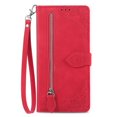 thumbnail image 1 of Allytechgroup Wallet Case for Motorola G Stylus 5G (2024), Embossed Luxury PU Leather Case with Kickstand & Card Slots, Slim Zipper Pocket Detachable Wrist Strap Magnetic Clasp Anti-Drop Case, Red, 1 of 7