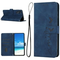 Allytechgroup Wallet Case for Motorola Moto G Stylus 5G 2024,Shock Absorption Heart Pattern PU Leather Magnetic Closure Folio Flip Holder Card Slots Phone Cover with Wrist Strap, Blue