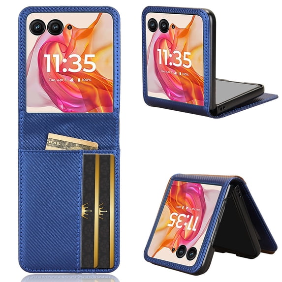 Allytechgroup Wallet Case for Motorola Moto Razr+ 2024, Premium PU Leather Slim Fit Cards Holder Shockproof Protective Anti-Scratch Lightweight Phone Case for Moto Razr+ Plus 2024, Blue