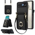 thumbnail image 1 of Allytechgroup Wallet Case for Motorola Razr 40 ultra, Rugged Faux Leather Cover with Lanyard & Shoulder Strap Kickstand Credit Card Holder Cash Pocket Shockproof Full Body Protective, Black, 1 of 9