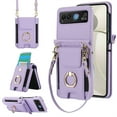 thumbnail image 1 of Allytechgroup Wallet Case for Motorola Razr 60, Rugged Faux Leather Cover with Lanyard & Shoulder Strap Kickstand Credit Card Holder Cash Pocket Shockproof Full Body for Motorola Razr 2025, Purple, 1 of 9