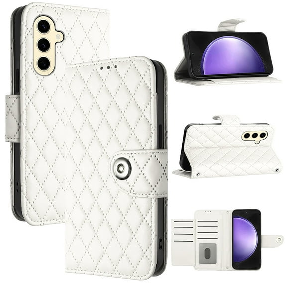 Allytechgroup Wallet Case for Samsung Galaxy A16 5G, Luxury PU Leather Shockproof Protective Flip Cover for Women Girls, Kickstand Folio Case with Card Slots Holder Wrist Strap Lanyard, White