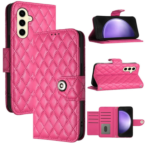 Allytechgroup Wallet Case for Samsung Galaxy A16 5G, Luxury PU Leather Shockproof Protective Flip Cover for Women Girls, Kickstand Folio Case with Card Slots Holder Wrist Strap Lanyard, Rose