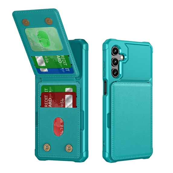 Allytechgroup Wallet Case for Samsung Galaxy A16 5G, PU Leather Hard PC Back Cover Shockproof Kickstand Bumper Anti-Slip Magnetic Closure Case Cover for Women Men, Green