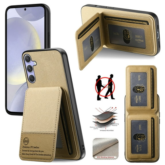 Allytechgroup Wallet Case for Samsung Galaxy A24 4G with Credit Card Slot, RFID Blocking PU Leather Magnetic Closure Shockproof Protective Back Cover Bumper for Samsung Galaxy A24 4G, Khaki