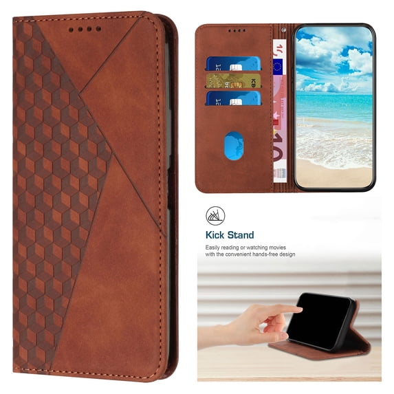 Allytechgroup Wallet Case for Samsung Galaxy A26 5G with Card Cash Slots & Kickstand, Luxury PU Leather Soft TPU Inner Shockproof Anti-Fall Magnetic Closure Case for Samsung Galaxy A26 5G, Brown